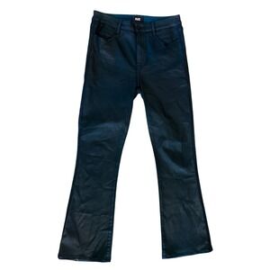 Paige High Rise Laurel Canyon Flare Dark Teal Green Leather Womens 32